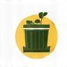Recycle bin with food scraps icon representing food waste reduction